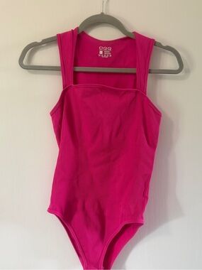 Ribbed One-Piece body suit- Hot Pink
